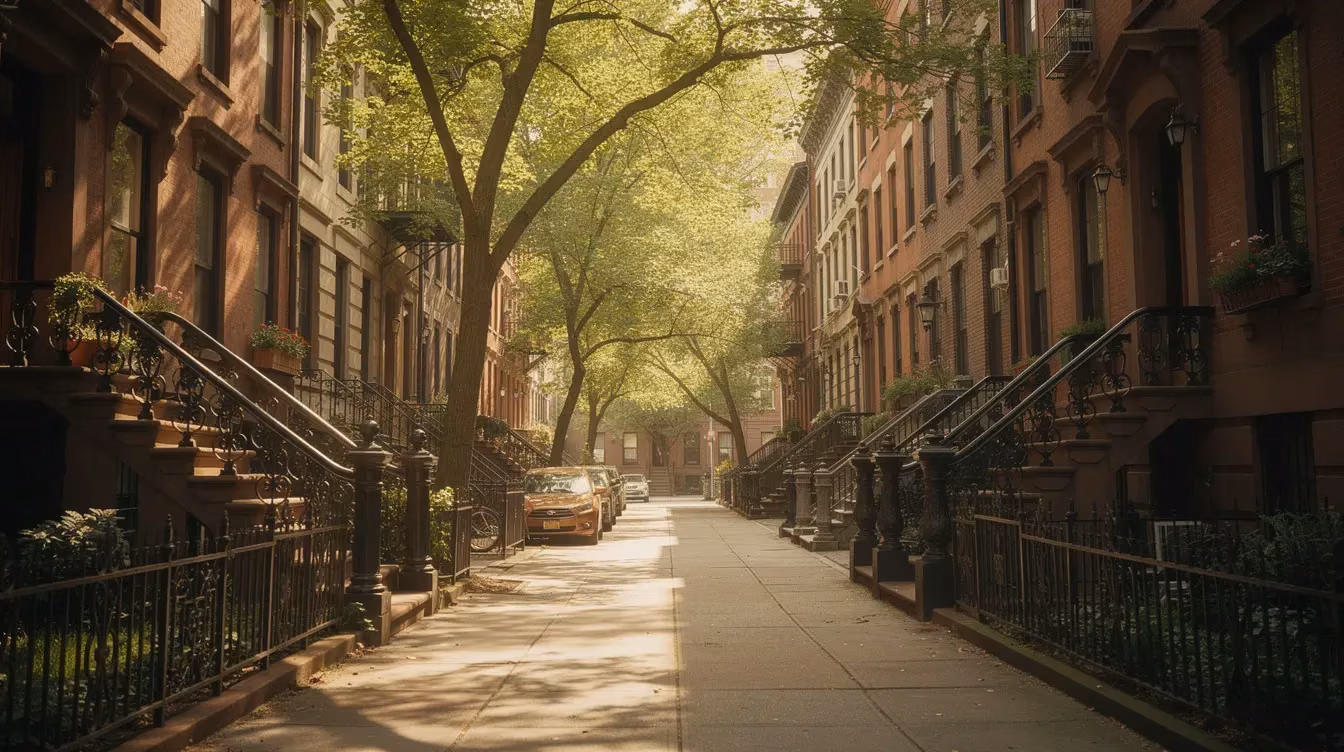 Harlem brownstone block